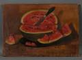 American School 19th Century Folk Painted Still Life with a Watermelon