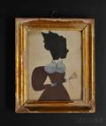 Puffy Sleeve Artist New England ac 183031 Silhouette Portrait of Henrietta Wakefield Wearing a Red Gown and Holding a Fan