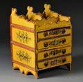 Classical Stencil and Paint Decorated Miniature Yellowpainted Chest of Drawers