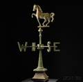 Molded Copper Prancing Horse Weathervane with Directionals and Roof Mount