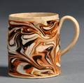 Small Marbled Mochaware Mug with Sprigmold Portrait Medallion