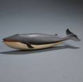 Carved and Painted Wooden Blue Whale Plaque