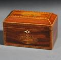 Mahogany Veneer Inlaid Tea Caddy