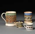 Four Mochaware Pottery Items