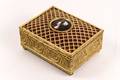 French Gilt Metal Jewelry Music Box wPortrait