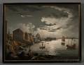Possibly William Matthew Prior Massachusetts 18061873 Moonlight Over the Harbor