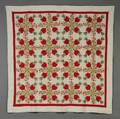 Pieced and Appliqued Cotton Oak Leaf and Berries Pattern Quilt