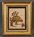 Pictorial Silk Needlework Picture of a Parrot