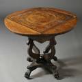 Marquetry Oak Dropleaf Side Table