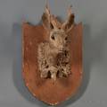 Folk Carved Stag and Doghead Trophy Plaque