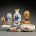 Nine Porcelain and Enamel Items