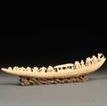 Carved Ivory Boat on Wood Stand