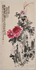 Hanging Scroll Depicting Peonies