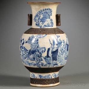 Crackled Blue and White Vase