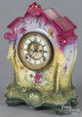 Ansonia mantel clock with a Royal Bonn porcelain case