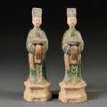 Pair of Sancai glazed Clay Figures