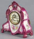 Ansonia mantel clock with a Royal Bonn porcelain case