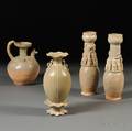 Four Greenglazed Funerary Pottery Items