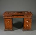 Italian Inlaid Walnut Pedestal Desk