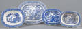 Four Blue Willow entre dishes