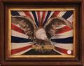 Framed Watercolor and Gouache of a Bald Eagle and Flag