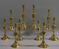 Five Pairs of Victorian Diamond Jubilee Commemorative Brass Candlesticks