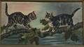 American School 20th Century Two Striped Cats on a Branch