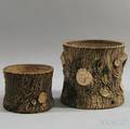 Two Norton Stoneware Stump Planters