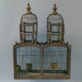 Brownpainted Wood and Wire Architectural Birdcage