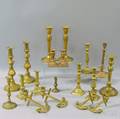 Nineteen Mostly Brass Candlesticks