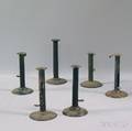 One Tin and Five Sheet Iron Hogscraper Candlesticks