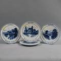 Four Blue and White Volkmar Commemorative Washington Plaques