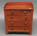 Late Federal Redpainted Fivedrawer Country Bureau
