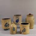 Five Cobaltdecorated Stoneware Vessels