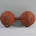 Redpainted Carved Wooden Carnival Strongman Dumbbell Weight