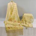 Two Sheer Gold Silk Veils with Metallic Woven Strips