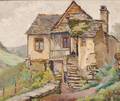 Lucien Bleyfus French 18761953 Figure on Cottage Stairs