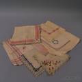 Eight Embroidered Cotton Silk and Linen Handkerchiefs