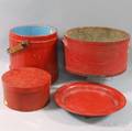 Four Redpainted Wood Items