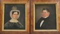 American School 19th Century Pair of Portraits of a Sea Captain and His Wife