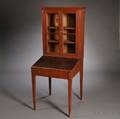 Small Country Redpainted Pine Slantlid Desk and Bookcase