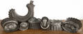 Seven tin food molds