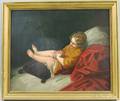 American School 19th Century Portrait of a Boy Sleeping with Apple