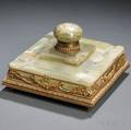 Green Onyx and Ormolu Inkwell