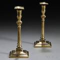 Pair of Georgian Brass Columnar Candlesticks