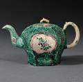 Staffordshire Saltglazed Stoneware Cabbagemolded Teapot and Cover
