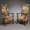 Pair of Baroquestyle Walnut Armchairs