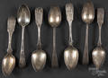 Seven coin silver serving spoons