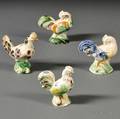 Four Staffordshire Earthenware Creamcolored Earthenware Roosters
