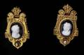 Pair of 14K Yellow Gold Cameo PendantEarrings